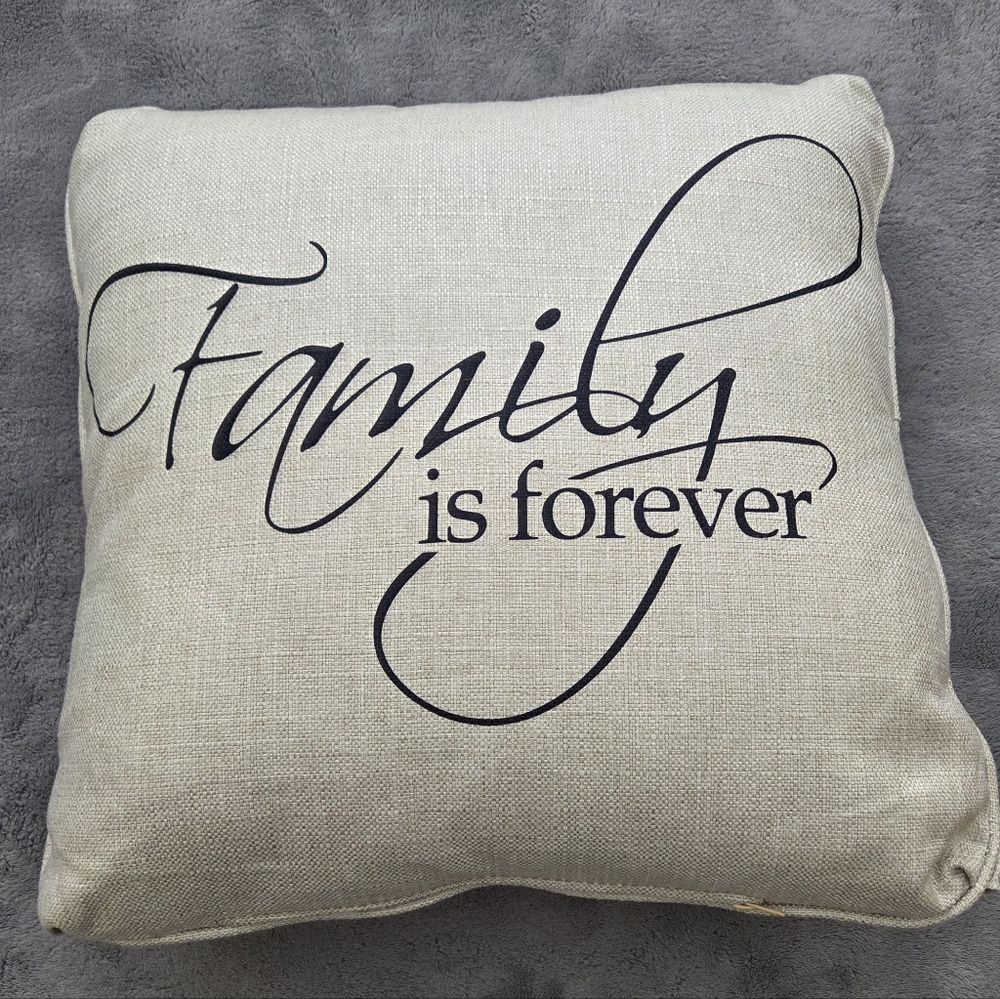 Family is Forever Decorative Pillow Tan NWOT - Picture 2 of 4